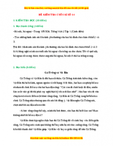 Đề thi cuối kì 1 Tiếng Việt lớp 2 Cánh diều (Đề 14)