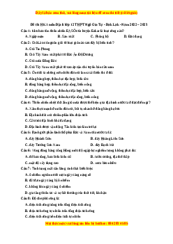 Đề thi học kì 1 Địa lý 12 năm 2023 trường THPT Ngô Gia Tự - Đăk Lăk