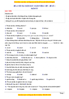 Đề luyện ngôn ngữ tiếng Việt: Phần từ - Đề 1