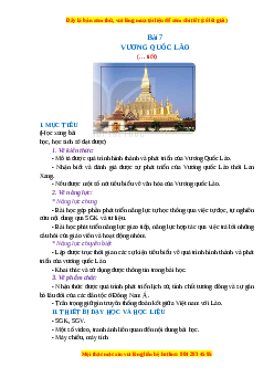Giáo án Bài 7 Lịch sử 7 Kết nối tri thức (2024): Vương quốc Lào