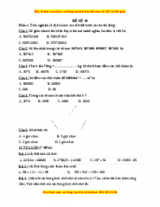 Đề thi Toán lớp 4 cuối kì 1 năm 2022 - 2023 (Đề 40)