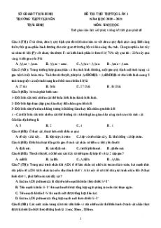 Bộ 43 Đề thi thử Sinh học THPT Quốc Gia năm 2021 chọn lọc từ các trường