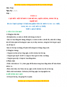 Giáo án Thực hành và trải nghiệm với các đơn vị Mi - li - mét, gam, mi - li - lít, độ C Toán 3 Kết nối tri thức