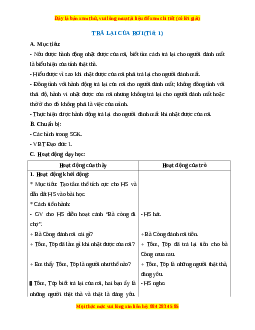 Giáo án Đạo đức 1 Chân trời sáng tạo Trả lại của rơi