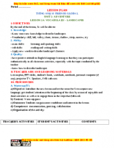 Giáo án Unit 2: ADVENTURE Tiếng Anh 10 Chân trời sáng tạo