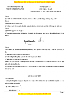 Đề thi học kì 1 Vật lí 9 năm 2023 Phòng GD_ĐT Hải Lăng - Quảng Trị