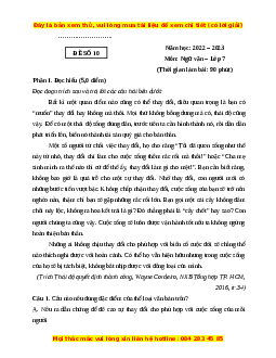 Đề thi giữa kì 2 Ngữ Văn lớp 7 Kết nối tri thức (Đề 10)