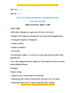 Giáo án Các số đặc trưng đo xu thế trung tâm của mẫu số Liệu Toán 10 Chân trời sáng tạo