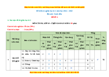 Đề thi giữa kì 2 Toán 10 Cánh diều năm 2022 - 2023 có đáp án (Đề 4)