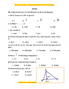 Bộ đề thi Toán 5 học kì 2 năm 2022 - 2023 - Đề 6