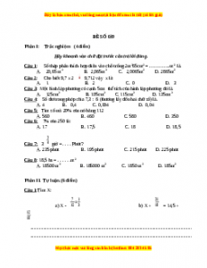 Bộ đề thi Toán 5 học kì 2 năm 2022 - 2023 - Đề 39