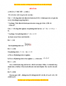 Đề thi Toán 9 học kì 2 năm 2022 - 2023 - Đề 26