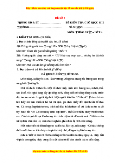 Đề thi cuối kì 2 Tiếng Việt lớp 4 (Đề 8)