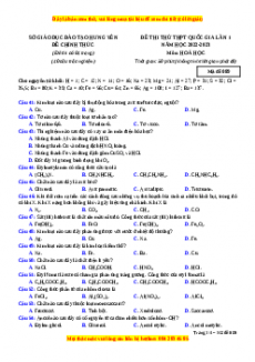 Đề thi thử Hóa học Sở  Hưng Yên lần 1 năm 2023