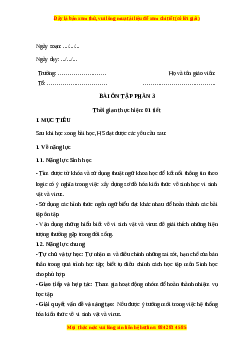 Giáo án Bài ôn tập phần 3 Sinh học 10 Cánh diều