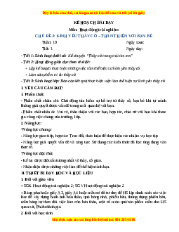 Giáo án HĐTN 3 Tuần 10 Chân trời sáng tạo: Kính yêu thầy cô, thân thiện với bạn bè