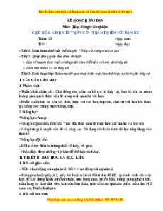 Giáo án HĐTN 3 Tuần 10 Chân trời sáng tạo: Kính yêu thầy cô, thân thiện với bạn bè