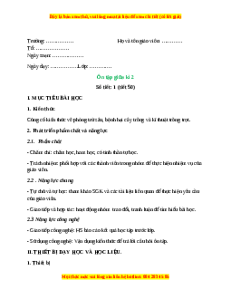 Giáo án  Ôn tập giữa học kì 2 Công nghệ 10 Cánh diều