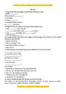 Học kỳ 1: Phần 2 Một số đề kiểm tra học kỳ 1 - Mục A- Đề số 6-Giáo viên Mai Lan Hương đầy đủ đáp án