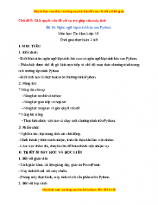 Giáo án Tin học 10 Bài 16 (Kết nối tri thức): Ngôn ngữ lập trình bậc cao Python