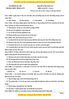 Đề thi cuối kì 1 Lịch sử 11 trường THPT Trung Giã - Hà Nội