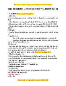 Giáo án Chủ đề chung 1 Địa lí 7 Chân trời sáng tạo (2024): Các cuộc đại phát kiến địa lí