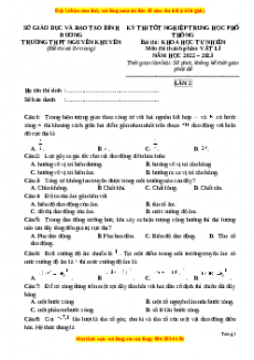 Đề thi thử Vật lí trường Nguyễn Khuyến - Bình Dương lần 2 năm 2023