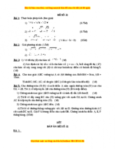 Đề thi Toán 9 học kì 1 năm 2022 - 2023 - Đề 32