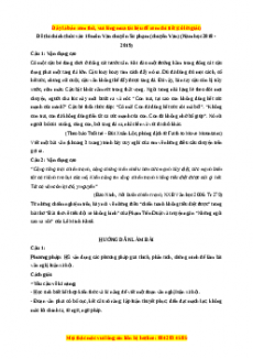 Đề thi tuyển sinh chính thức vào 10 môn Ngữ Văn năm 2018 - 2019 có đáp án - ( Chuyên văn ) THPT chuyên Sư phạm