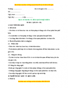 Giáo án Công nghệ 10 (Kết nối tri thức) Bài 8: Sử dụng và bảo quản phân bón