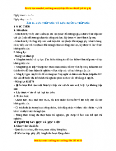 Giáo án Bài 27 KHTN 6 Cánh diều (2024): Lực tiếp xúc và lực không tiếp xúc