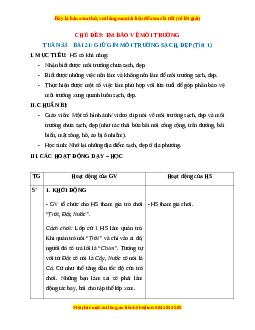 Giáo án HĐTN lớp 1 Tuần 33