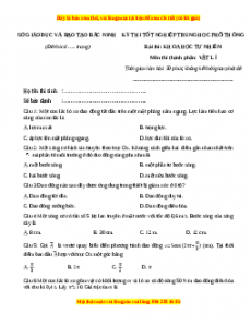 Đề thi thử Vật lí Sở Bắc Ninh - Đề 2 năm 2023