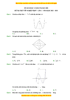 Đề thi thử Toán Sở Hà Nội lần 1 năm 2023