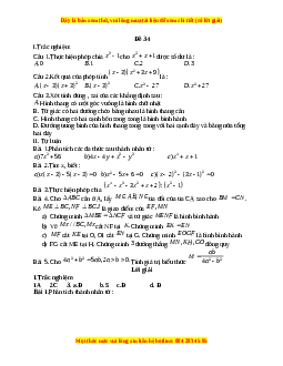 Đề thi giữa kì 1 Toán 8 năm 2023 - Đề 34