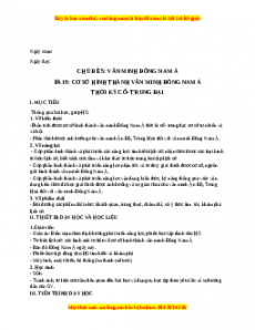 Giáo án Bài 9 Lịch sử 10 Kết nối tri thức (2024): Cơ sở hình thành văn minh Đông Nam Á thời kì cổ - trung đại