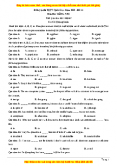 Đề thi thử THPT Quốc Gia môn Tiếng Anh có đáp án ( đề 11 ) - cô Hoàng Xuân