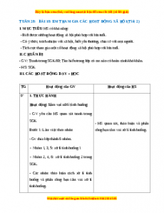 Giáo án HĐTN lớp 1 Tuần 28