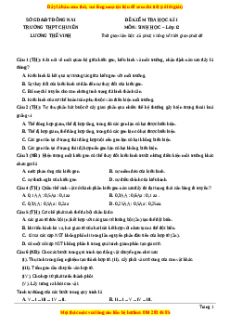 Đề thi học kì 1 Sinh học 12 năm 2023 trường THPT Chuyên Lương Thế Vinh - Đồng Nai