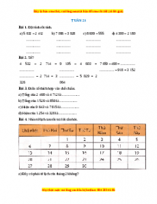 Bài tập cuối tuần Toán lớp 3 Tuần 21 Chân trời sáng tạo (có lời giải)