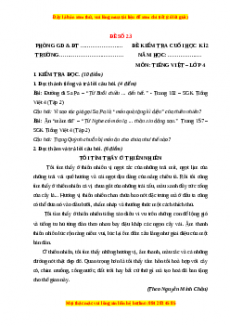 Đề thi cuối kì 2 Tiếng Việt lớp 4 (Đề 23)