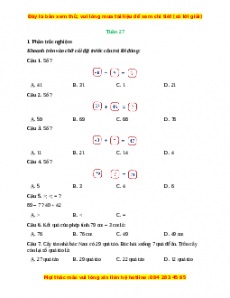 Phiếu bài tập cuối tuần Toán lớp 1 Tuần 27 Kết nối tri thức