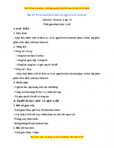 Giáo án Tin học 10 Bài 10 (Kết nối tri thức): Thực hành khai thác tài nguyên trên Internet