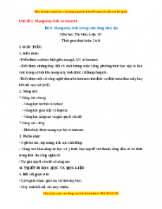 Giáo án Tin học 10 Bài 8 (Kết nối tri thức): Mạng máy tính trong cuộc sống hiện đại