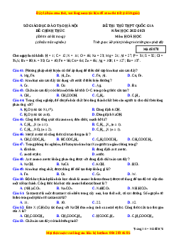 Đề thi thử Hóa học Sở Hà Nội năm 2023