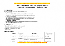 Giáo án Unit 2: Humans and the environment Tiếng anh 10 Global success