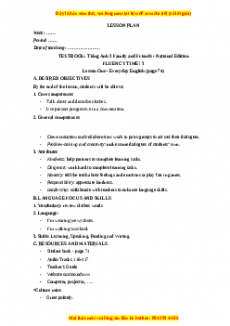 Giáo án Fluency Time 3 Tiếng anh 3 family and friends