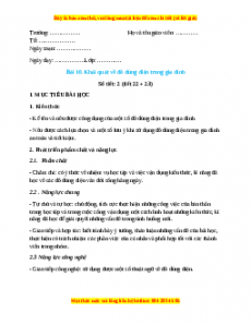 Giáo án Công nghệ 6 Bài 10 (Kết nối tri thức): Khái quát về đồ dùng trong gia đình