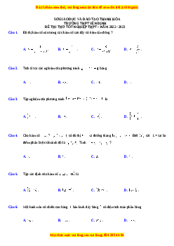 Đề thi thử Toán trường Yên Định - Thanh Hóa năm 2023