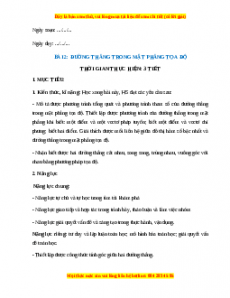 Giáo án đường thẳng trong mặt phẳng tọa độ Toán 10 Chân trời sáng tạo